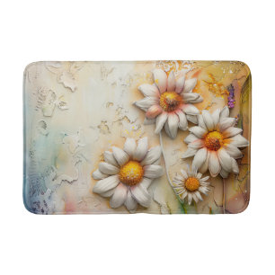 Pretty Daisy Flowers Floral Pattern Nature Bath Mat