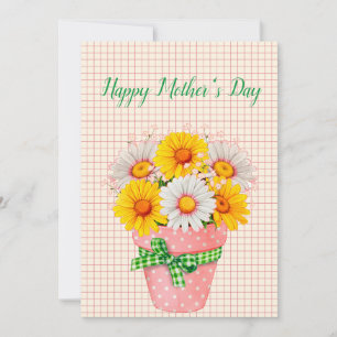 Pretty Daisy Pot Florals Mother's Day Card