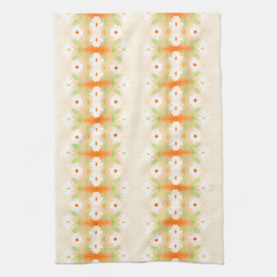 Pretty Daisy Print Tea-Towel with Orange Kitchen Towel