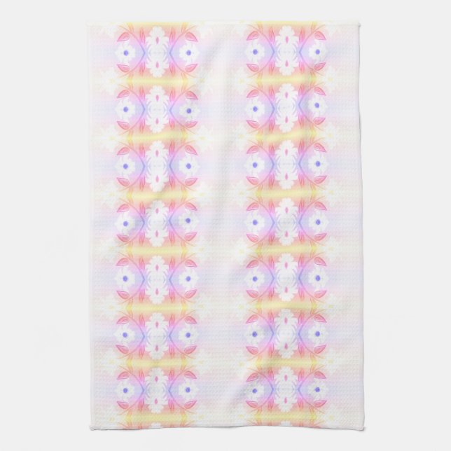 Pretty Daisy Print Tea-Towel with Pink Kitchen Towel (Vertical)