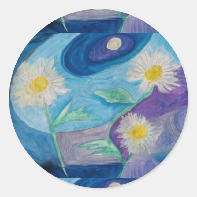 PRETTY DAISY STICKERS BY ARTIST PAULA REILLY. (Front)