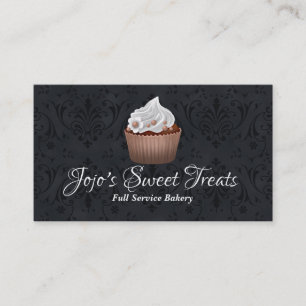Pretty Damask and Cupcake Bakery Business Card