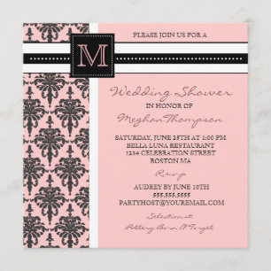 Pretty Damask Monogram Bridal Shower Invitation