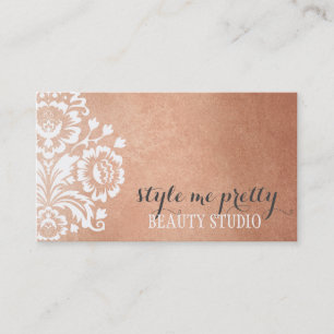 PRETTY DAMASK PATTERN floral serene rose gold foil Business Card
