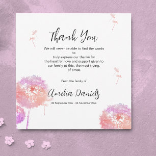 Pretty Dandelion Funeral Thank You Card