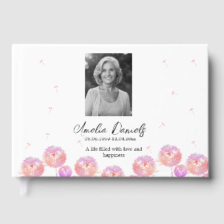 Pretty Dandelion in  Memory Photo Guest Book