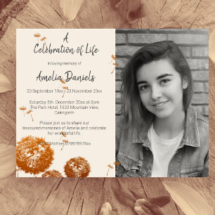 Pretty Dandelion  Photo Celebration of Life Card