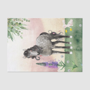 Pretty Dapple Grey Horse in Meadow and Flowers Tissue Paper