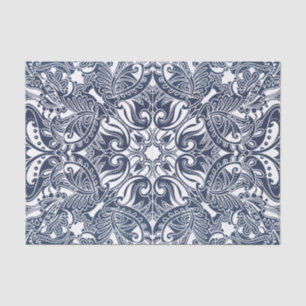 Pretty Dark Blue and White Paisley Tissue Paper