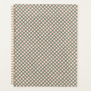 Pretty Dark Green Pastel Pink Plaid Pattern Planner