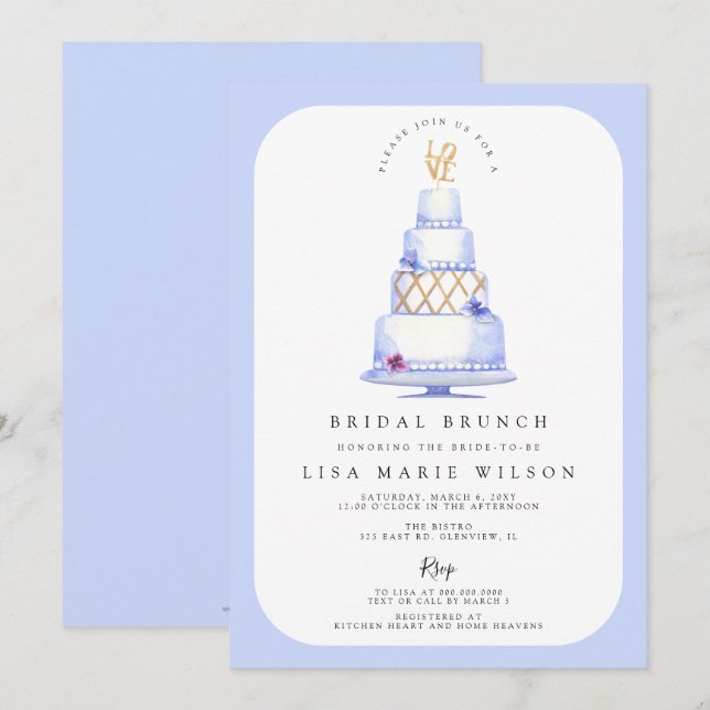 Pretty Decorated Cake Bridal Brunch Bridal Shower  Invitation (Front/Back)