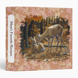 Pretty Deer and Fawn Autumn Leaves Binder