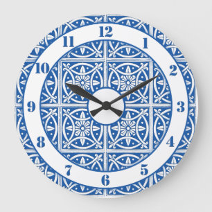 Pretty Delft Colours Blue and White Large Clock