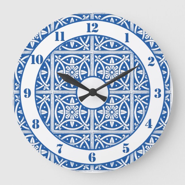 Pretty Delft Colours Blue and White Large Clock (Front)
