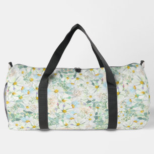 Pretty Delicate Pastel Watercolor Daisies Duffle Bag