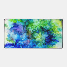 Pretty desk blotter. Bright alcohol inks art.