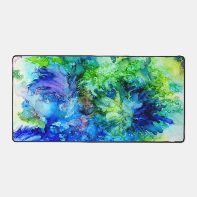 Pretty desk blotter. Bright alcohol inks art. Mat (Front)