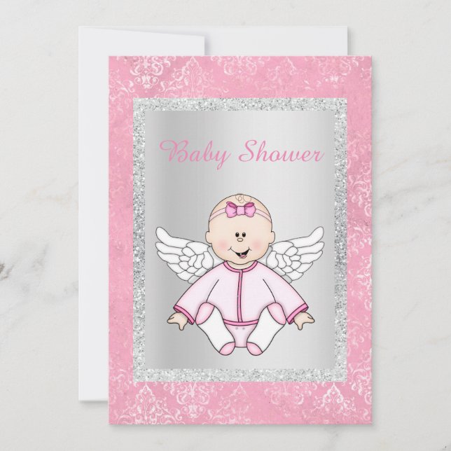 PRETTY DEUX TONE ANGEL BABY SHOWER INVITATION (Devant)