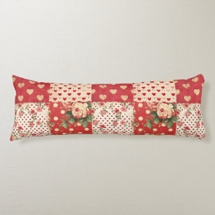Pretty Distressed Look Vintage Shabby Chic Floral  Body Pillow