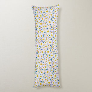 Pretty Ditzy Daisies on Blue Custom Body Pillow
