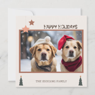 pretty dogs happy christmas Flat Holiday Card