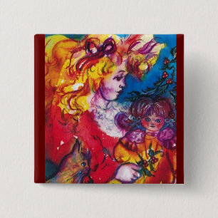 PRETTY DOLL 2 INCH SQUARE BUTTON