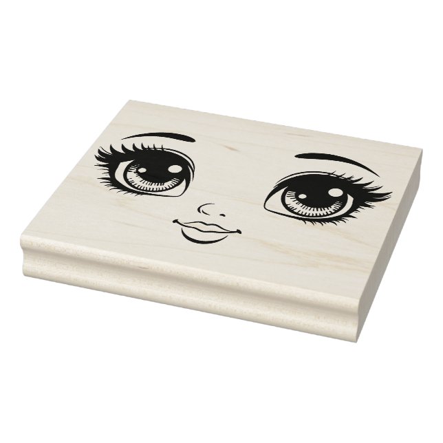 Pretty Doll Face eyes lips Original Art Rubber Stamp (Stamp)