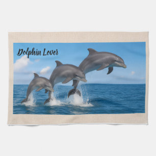 Pretty Dolphin Lover Personalized Kitchen Towel