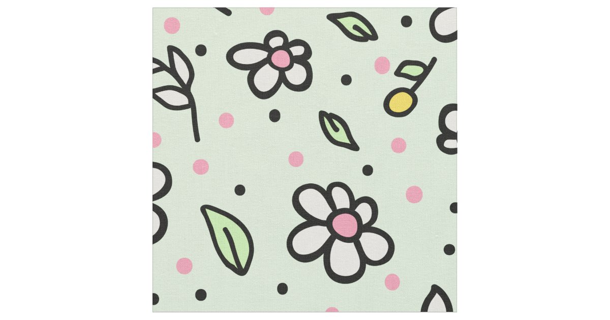 Download Pretty Doodle Daisy Flowers Cute Girly Pattern Fabric ...