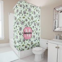 Pretty Doodle Daisy Flowers Cute Pattern Monogram