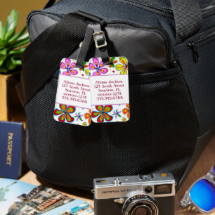 Pretty Double Sided Big Flowers Luggage Tag