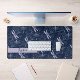 Pretty Dragonflies on Navy Custom Desk Mat