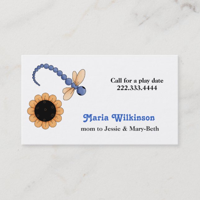 Pretty Dragonfly and Flower Mommy Card (Front)