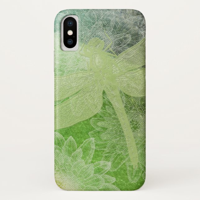 Pretty Dragonfly Green Art Case-Mate iPhone Case (Back)