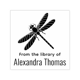 Pretty Dragonfly Silhouette #2 Library Book Name Self-inking Stamp