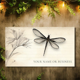 Pretty Dragonfly Sketch Vintage Journal Business Card