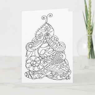 Pretty Drawing Christmas Tree Holiday Card