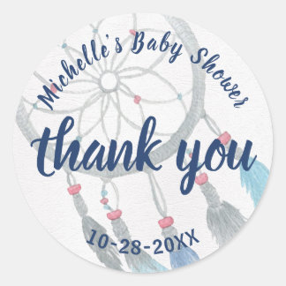 Pretty Dreamcatcher Boho Baby Shower Thank You Classic Round Sticker