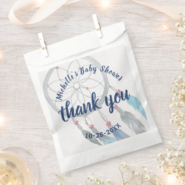 Pretty Dreamcatcher Boho Baby Shower Thank You Favour Bag (Clipped)