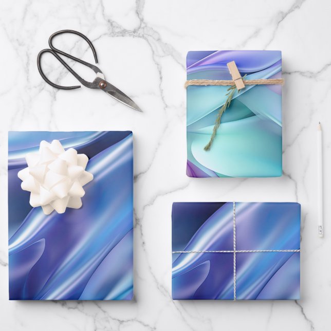 Pretty Dreamy Blue Purple Bridal Shower Wrapping Paper Sheet (Front)