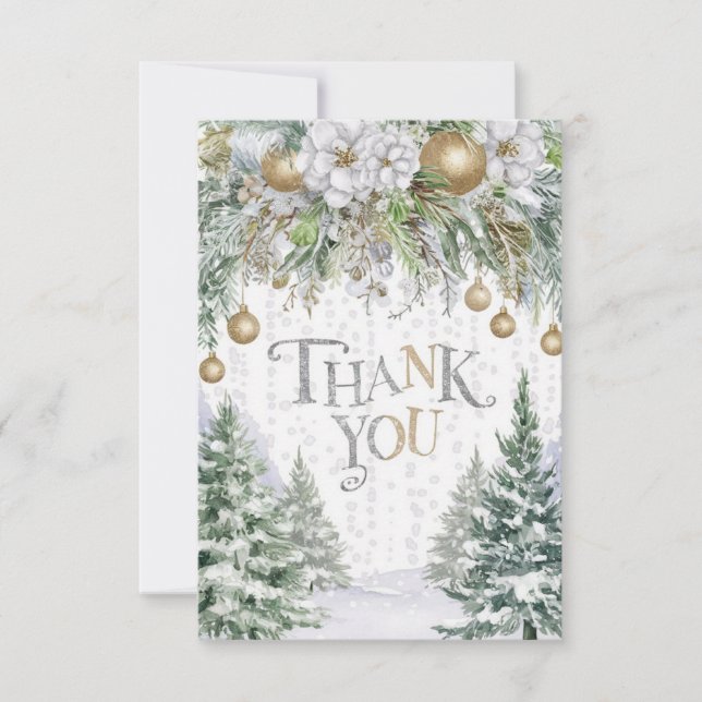 Pretty Dreamy Magical Happy Holidays  Thank You Card (Front)