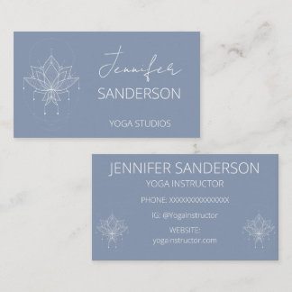 Pretty Duck Egg Blue Boho Floral Lotus Yoga Business Card