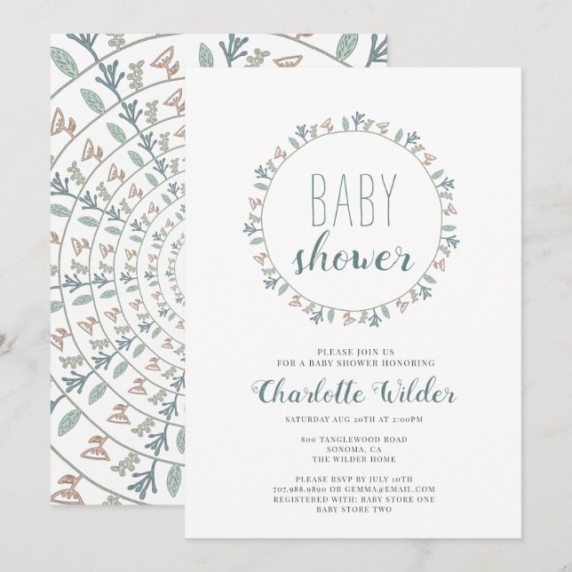 Pretty Dusty Blue Pastel Lavendar Baby Shower Invitation (Front/Back)