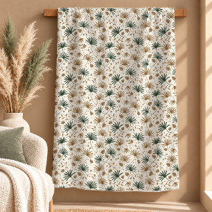 Pretty Dusty Green Gold Palm Leaf Blanket