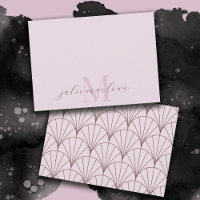 Pretty Dusty Pink Monogram Purple Fan Pattern