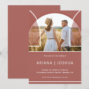 Pretty Dusty Rose Arch Photo Wedding Invitation