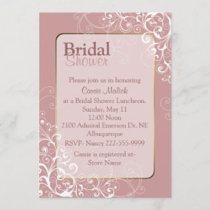 Pretty Dusty Rose Custom Bridal Shower Invitation