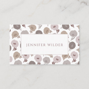 Pretty Dusty Rose Taupe Stylized Floral Business Card