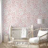 Pretty Dusty Rose Wildflowers Nursery Kids Room