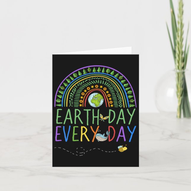 Pretty Earth Day Every Day Rainbow With Trees Eart Card (Front)